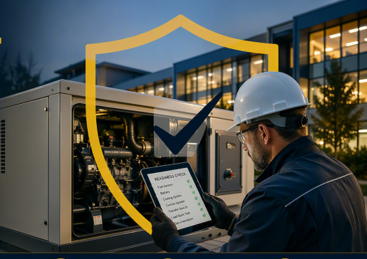 Professional technician performing a generator inspection